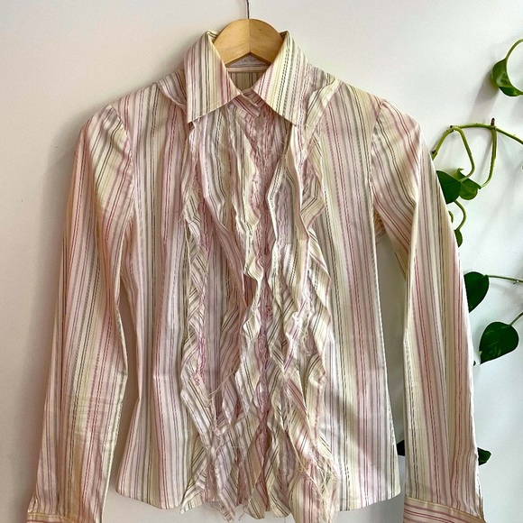 LALTRAMODA unique raw edge ruffle shirt - Picture 1 of 7